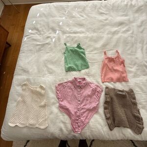 Zara Kids Assorted Tops - Pink, Green, Cream, Brown